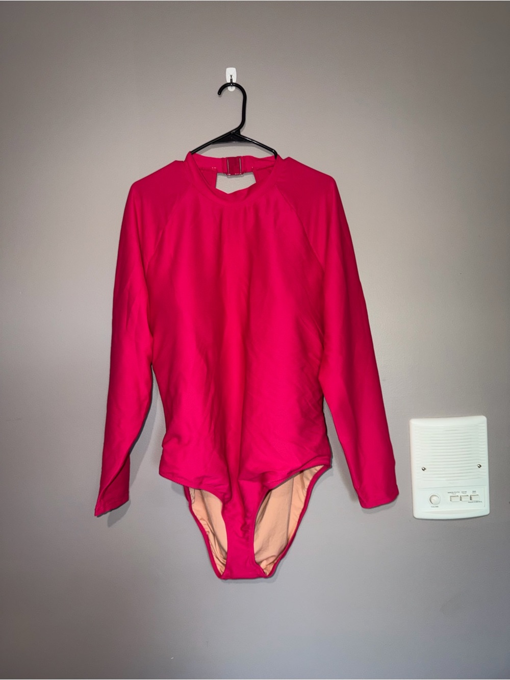 J. Crew Ribbed Long-Sleeve One-Piece Swimsuit - Hot Pink